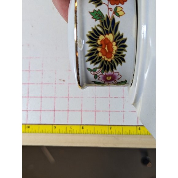 Decorative Hyalyn 836 USA Jar/ Canister Hexagon Oriental Asian Floral - Picture 10 of 10